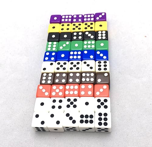 Miniatura 2 de Paquete de 50 dados opacos D6 de seis caras de 0.472 pulgadas (0.472 in), color aleatorio (por lo menos 5 colores)