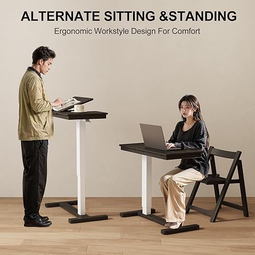 Miniatura 14 de Mesa de Cabecera de Madera Maciza sobre la Cama con Ruedas, Mesa de Cama de Hospital Médica Ajustable con Superficie Inclinable sobre la Cama,