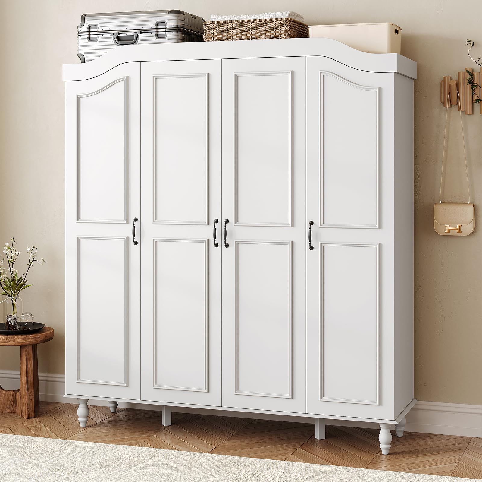 Arched Wardrobe Cabinet with 4 Doors - 71 inches