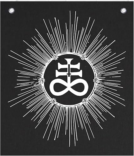 Miniatura 2 de Leviathan Cross Wall Tapestry - Goat Skull Sigil of Lucifer Demonic Devil Dragon Demon Evil Mendes Goat's Head Gothic Metal Occult Punk Satan