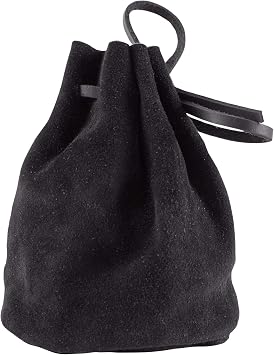 Battle-Merchant Large Black Suede Leather Dice Bag & Coin Pouch Medieval Viking LARP Reenactment, DnD Dice Holder