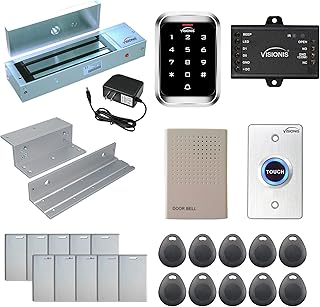 Visionis FPC-5286 One Door Access Control in Swinging Door 1200lbs Maglock + VIS-3000 Outdoor Weatherproof Keypad/Reader Standalone with Mini Controller + Wiegand 26, No Software, EM Card, 1000 Users
