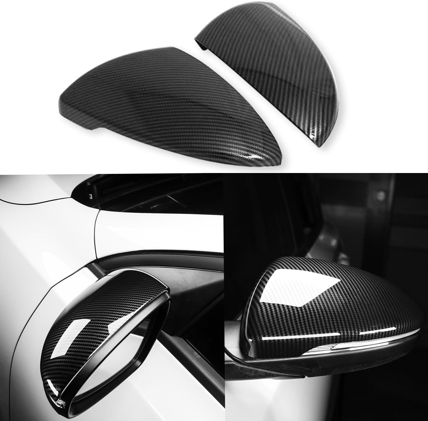 CNAURDA Carbon Fiber ABS Car Exterior Mirror Cover Side Rearview Mirror Trim Cap Set Accessories Protective Shell Compatible with Kia Forte 2019-2025,Pack of 2