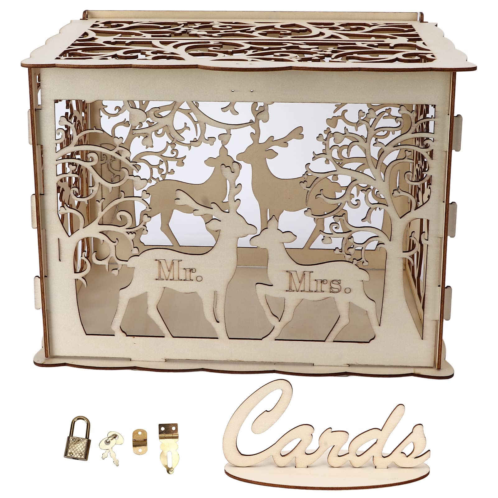 Tomotato Boîte à Cartes Mariage En Bois – Tirelire Avec Serrure, DIY Pour Mariage Anniversaire Fête