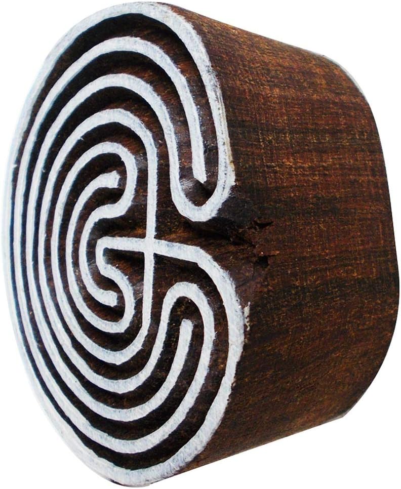 Labyrinth Maze Pattern Indian Brown Blocks Textile Fabric Pottery Clay Heena Tattoo Scrapbook Stamps