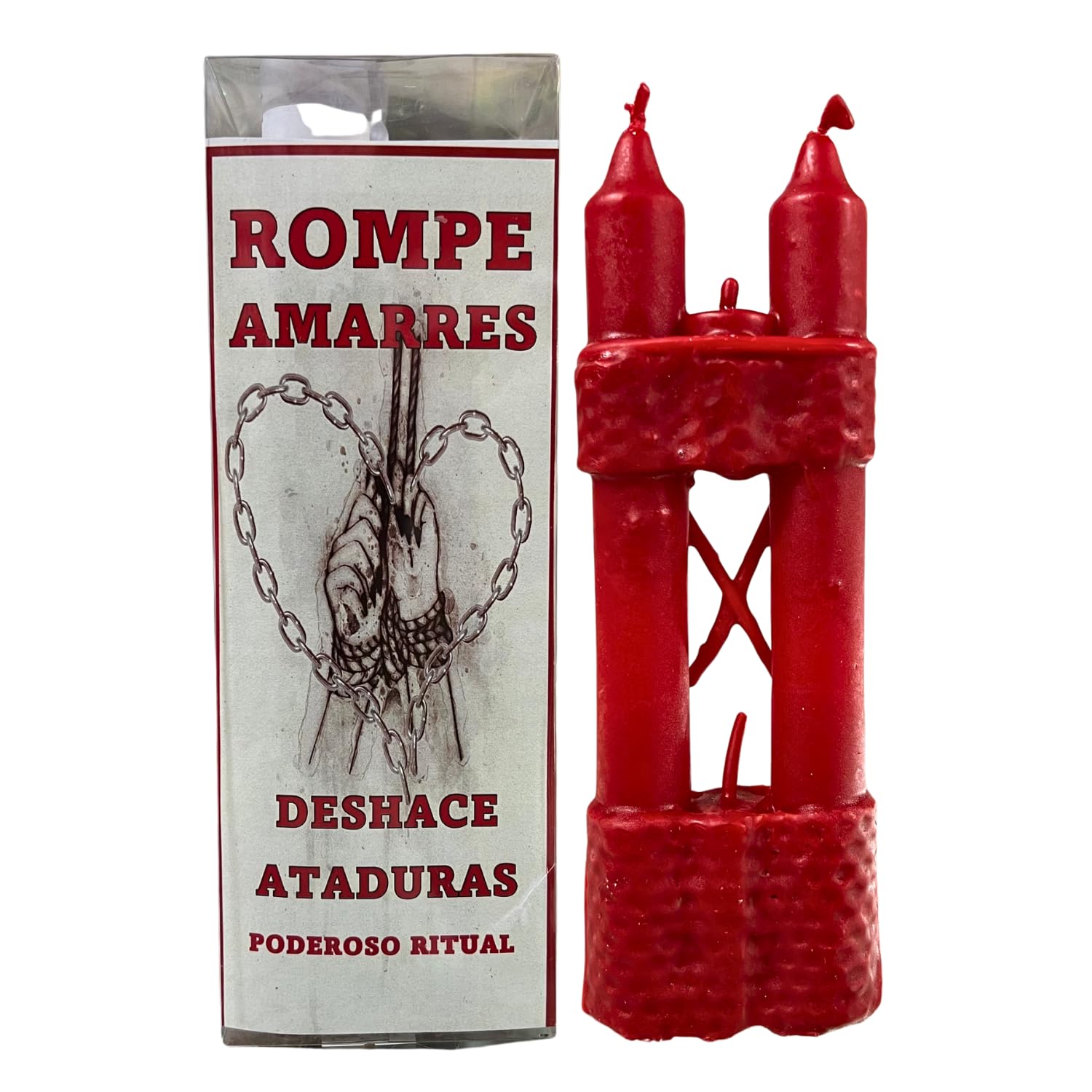 Ritual Rompe Amarres: Deshace Ataduras Amorosas | Poderoso Ritual con Doble Veladora Roja y 4 Mechas Unidas con Panal de Abeja, Polvos Especiales e Instrucciones de Uso con Oración.