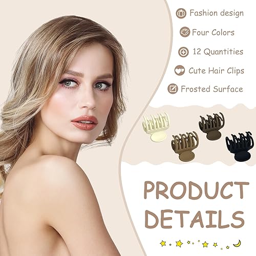 Miniatura 3 de 12 pinzas pequeñas para cabello grueso y fino, pinzas de mandíbula mate medianas de 1.46 pulgadas para mujeres y niñas