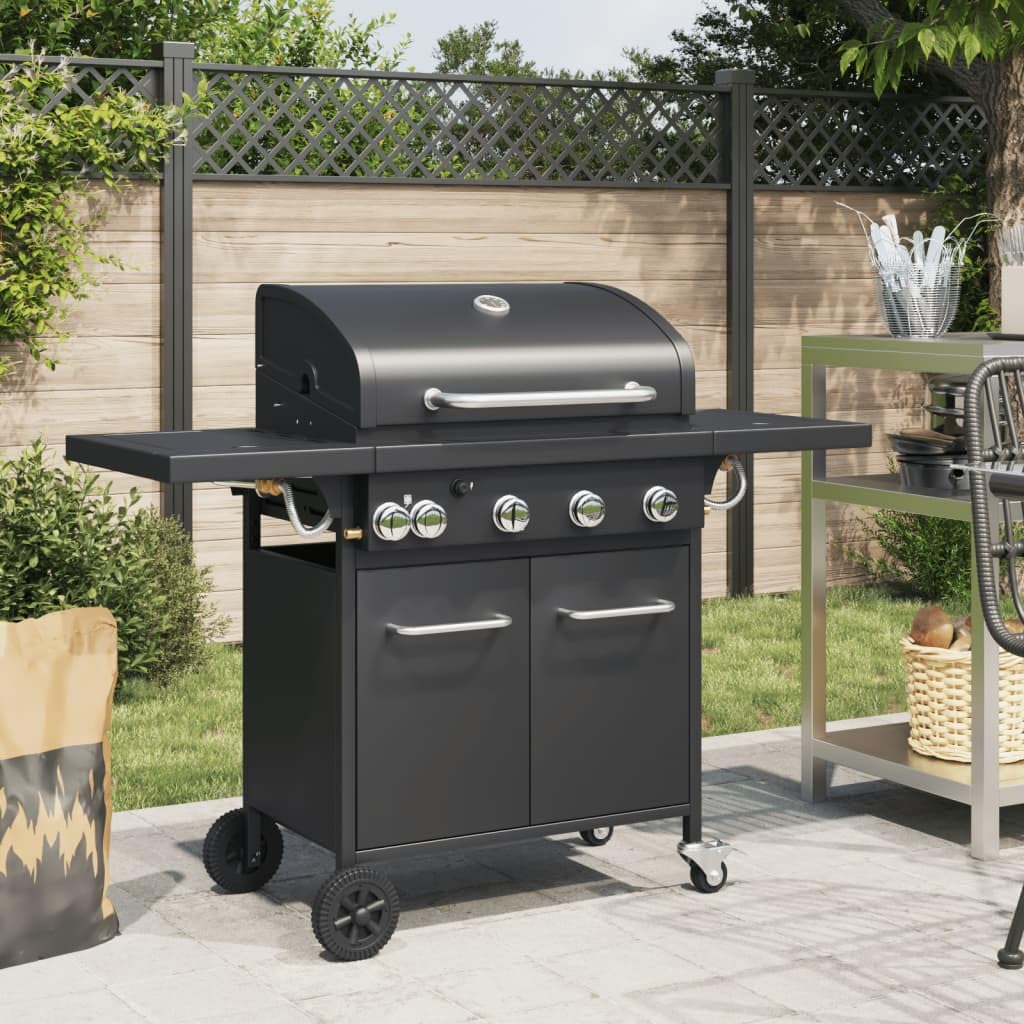 Meble Select grill gazowy z 5 palnikami czarna stal malowana proszkowo