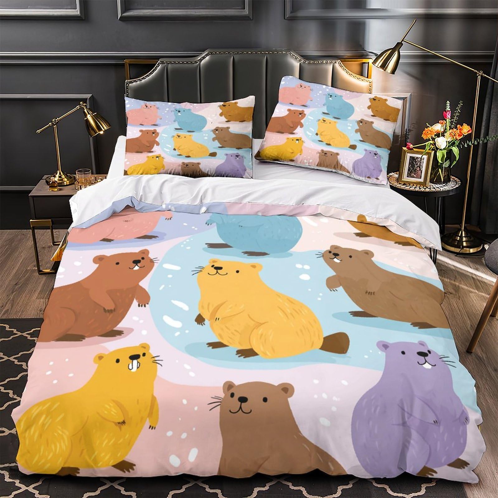 Housse de Couette Chien en Microfibre Douceur de Luxe 200x200cm