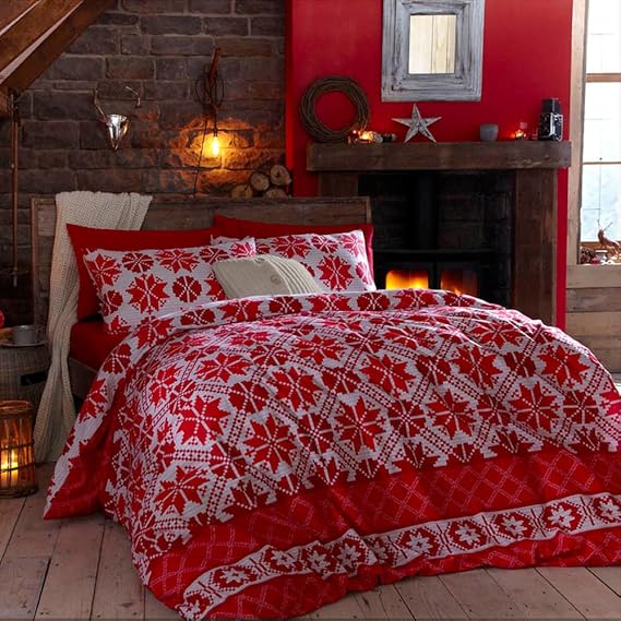 Flannelette Red Stockholm Christmas Red Reversible 100 Cotton