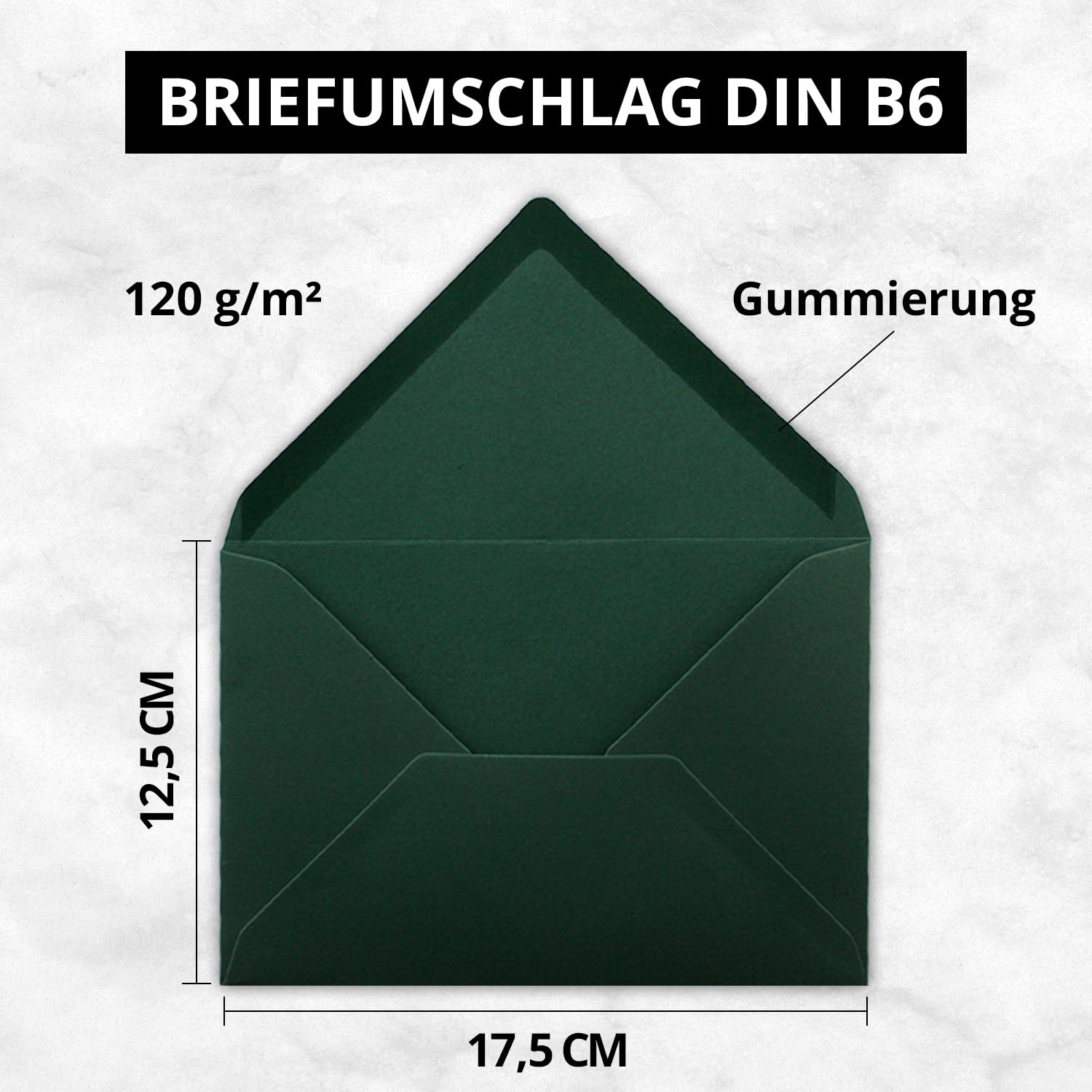 150 x DIN B6 składane kartki zestaw z kopertami w kolorze zielonym sosnowym – 120 x 170 mm – w zestawie biały papier – idealne na zaproszenia, wesele, chrzest, komunię, bierzmowanie