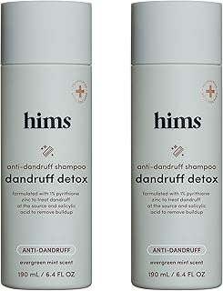 hims Dandruff Detox Anti Dandruff Shampoo, 2 Pack - Anti Dandruff Shampoo for Dry, Itchy Scalp with Pyrithione Zinc 1% and Argan Oil - Paraben Free, Sulfate Free - Evergreen Mint - 2 x 6.4 fl oz