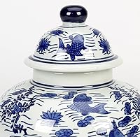 Vista 3 de Koi Pond Design - Tarro de jengibre de cerámica con tapa