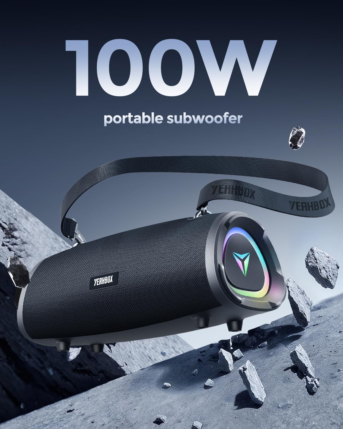YEAHBOX P100 100W Portable Bluetooth Speaker, Outdoor Speaker, RGB image 2