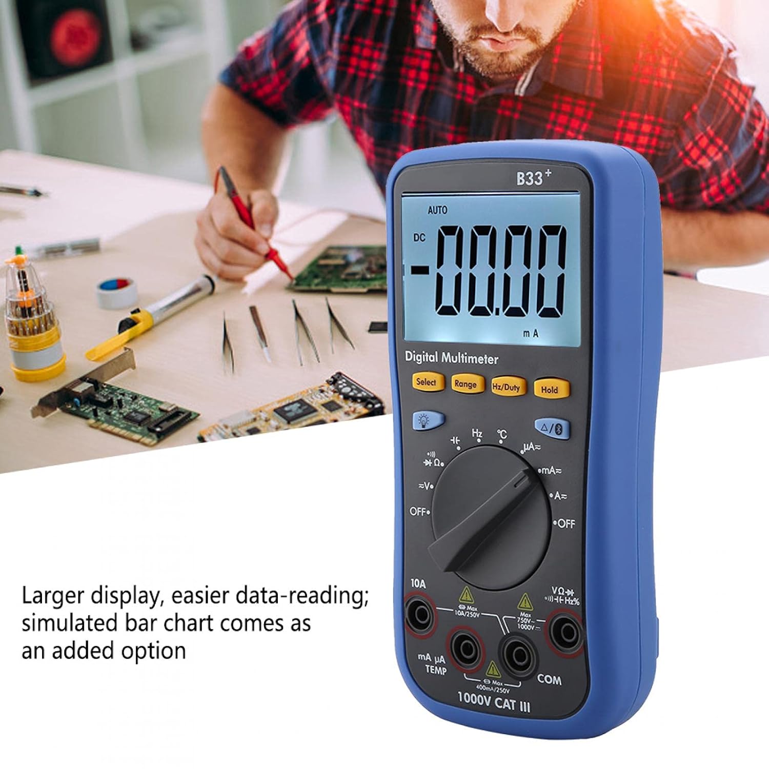 Digital Multimeter, Offline Recording Function Voltage Meter Digital with Test Thermocouple for Industry for Home