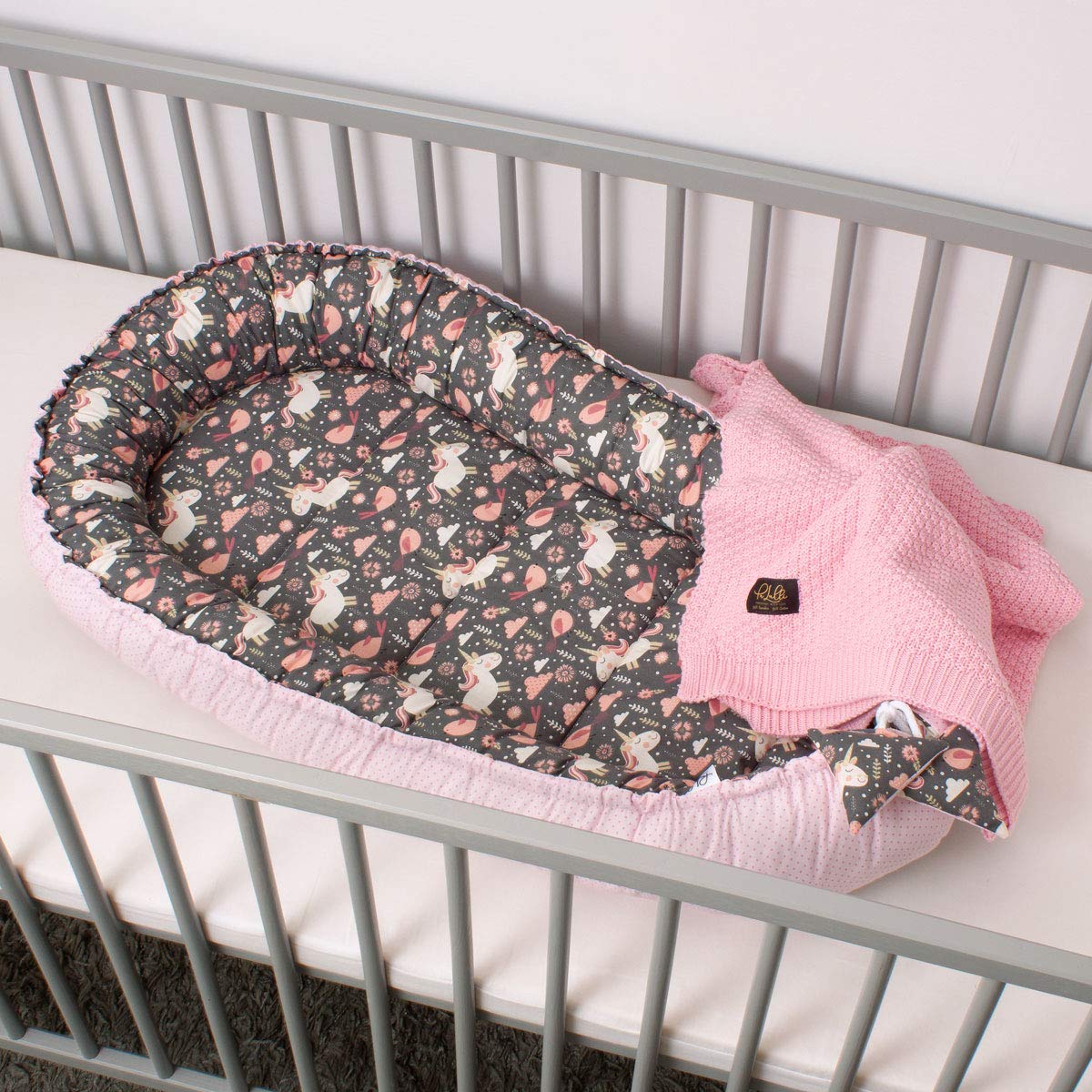 PaLulli Reductor Cuna Bebe - Set 5 Piezas Nido Bebe Recien Nacido Tela de algodón y vellón
