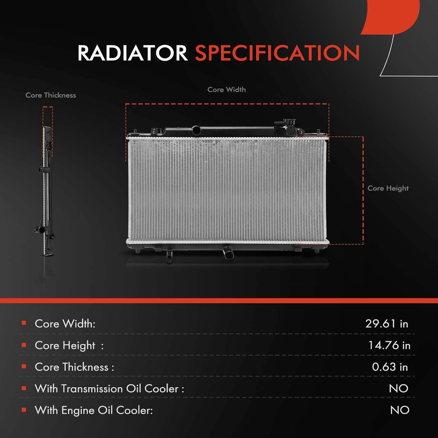 A-Premium Engine Coolant Radiator Assembly Compatible with Mazda 6 2014 2015 2016 2017 2018 2019 2020, Naturally Aspirated