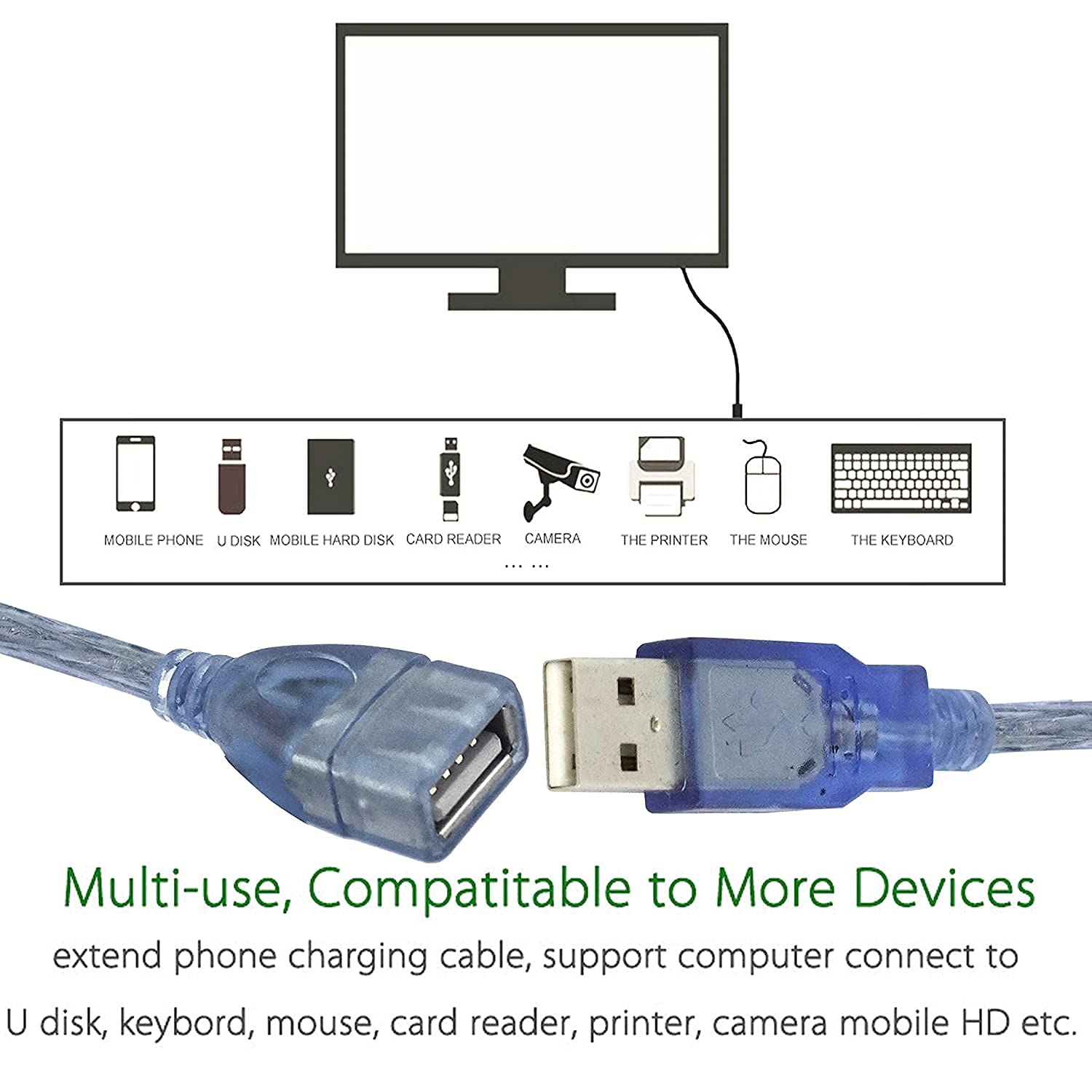 USB 2.0 Extension Cables - 2 Pack -5 USB 2.0 Extension Cables - 2 Pack -5