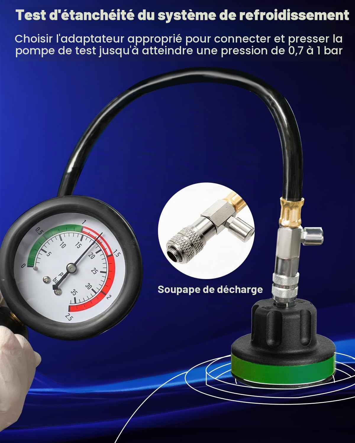ATPEAM Kit Testeur de Liquide de Refroidissement 34 Pièces, Testeur de Pression Radiateur Universel avec Pompe Manuelle et Adaptateurs pour Voitures, Motos et Camions