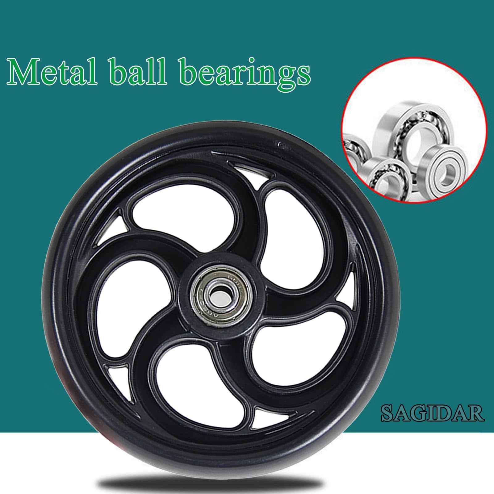 13/15/20cm Negro PVC Ruedas De Antideslizantes For A Lightweight Rollator