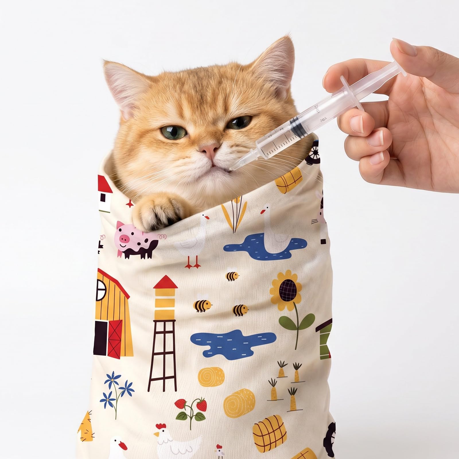 Cat Grooming Wrap, ściereczka do pielęgnacji kotów, samoprzylepna, 70 x 70 cm, odporna na ugryzienia i zarysowania, do przycinania pazurów, wiązania dla kotów, do pielęgnacji paznokci uspokajających