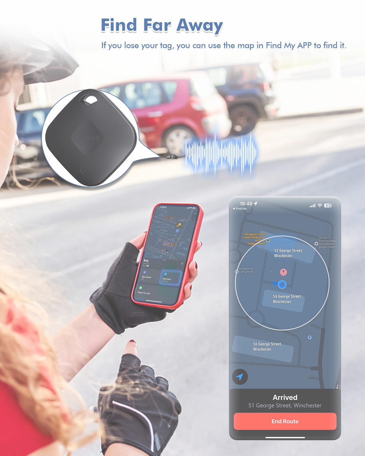 Yipoyilo Air Tag 1 Pezzi, Compatibile con Apple Dov'è (Solo iOS, Non Supporta Android), Localizzatore Chiavi con Protezione della Privacy, per Borsa da Viaggio Chiave e Altro, Nero Freddo