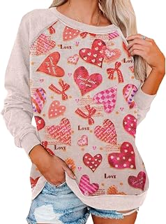 Strungten Womens Valentines Loose Outdoor Sweatshirt Crewneck Leisure Tops Y2k Tunic Sweatshirt Regular Holiday Clothing Fitted Party Tops for Women Gifts for Her