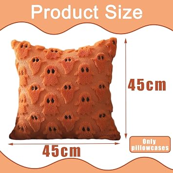 Halloween Cushion Covers, Halloween Decor Ghost Cushion Pillow Covers 45 X 45 Cm Ghost Design, Throw Pillow Cases Soft Plush, for Indoor Home Bedroom Couch Sofa Decor Pillow Cushion Case