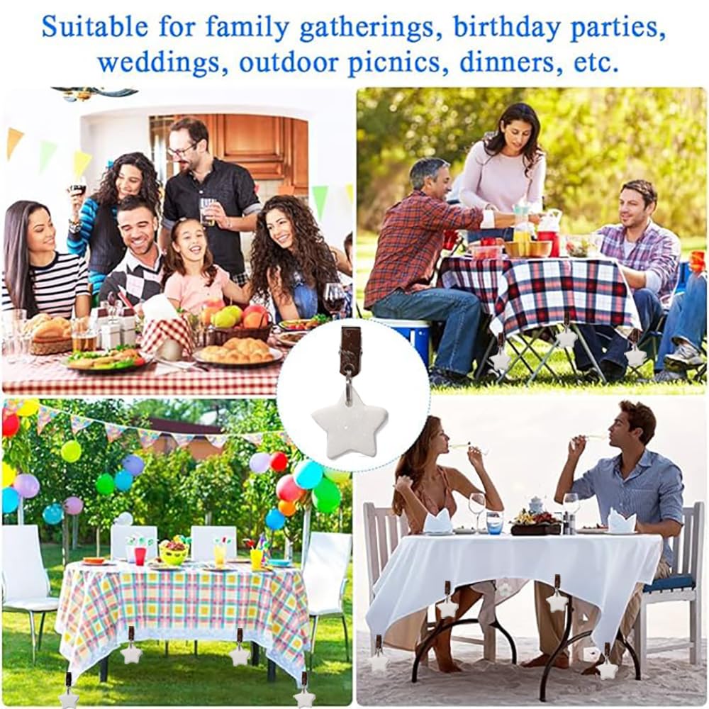 Set di 24 fermatovaglia, in pietra naturale, per esterni, per famiglia, feste, campeggio, matrimonio, giardino, picnic (Mixed5#)