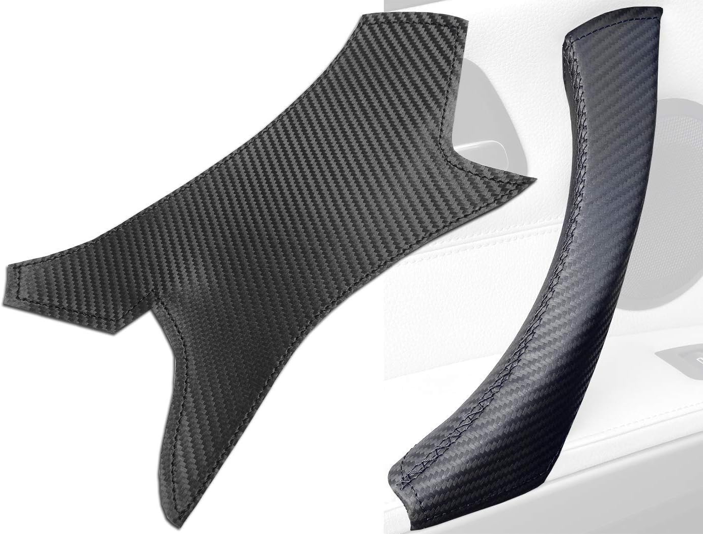 Leather Steering 3 Series Carbon Fibre Door Handle Cover - E90 E91 M3 Carbon Fibre Accessories Interior Trim Cover - Real Carbon Parts for 3 Series