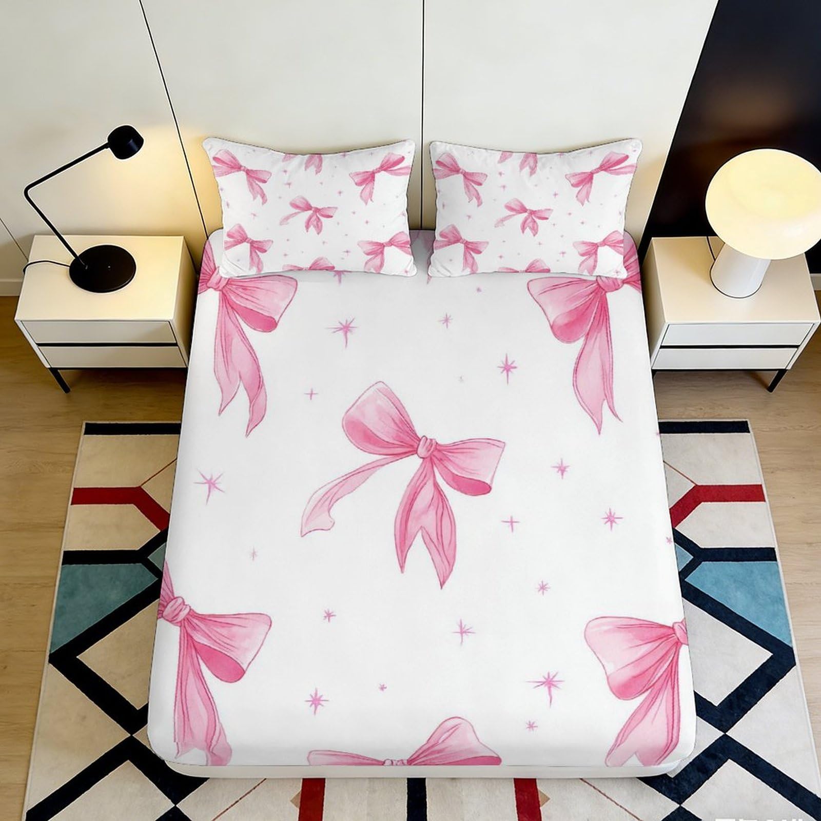 Kzqnxhjprl Style-1 3D Printed Pink Ribbon Fitted Sheet Microfiber Soft Bed Cover For Bedroom Decor Dorm Guest Room Easy Care 90X200x25cm