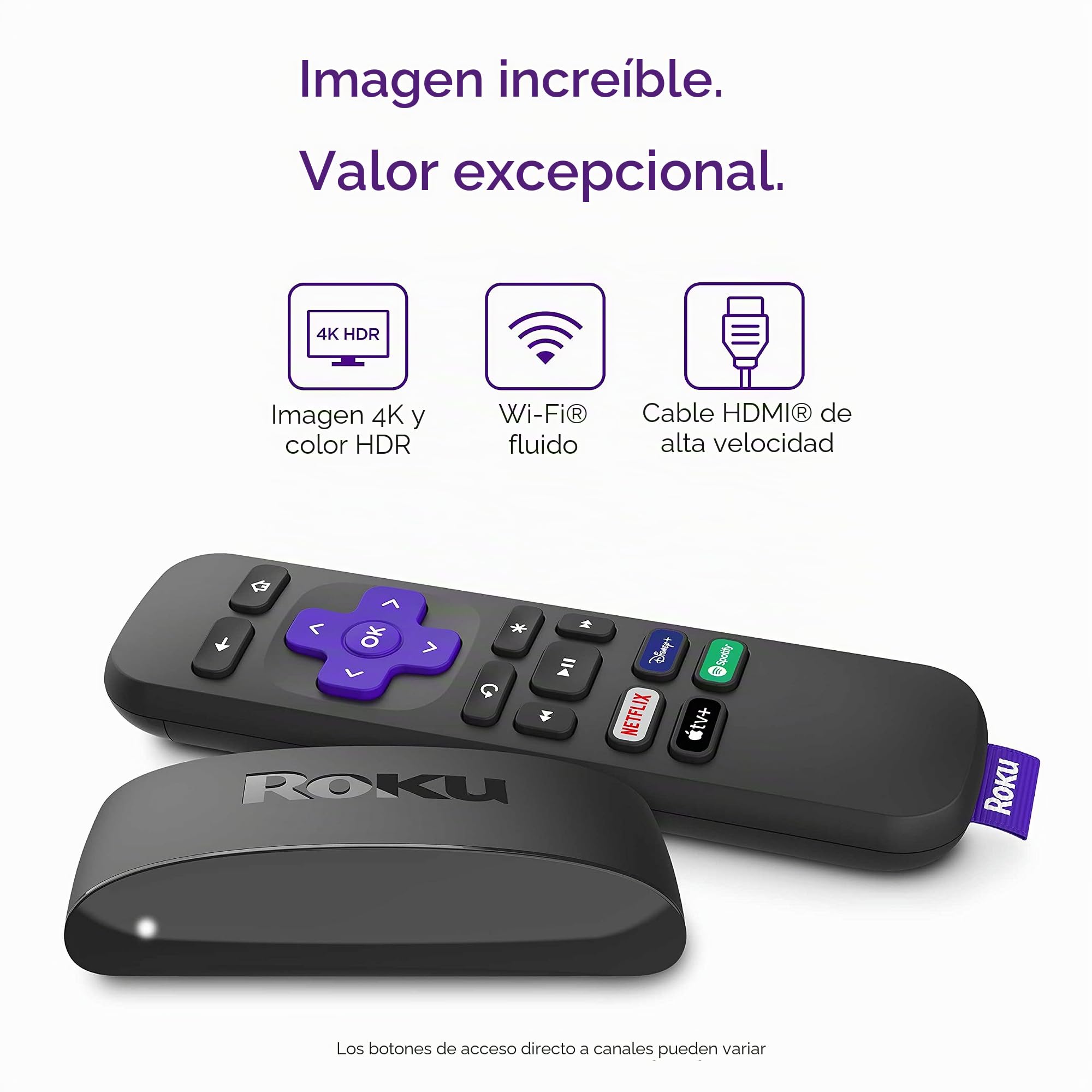 Roku Express 4K | Reproductor Multimedia de transmisión HD/4K/HDR, Negro