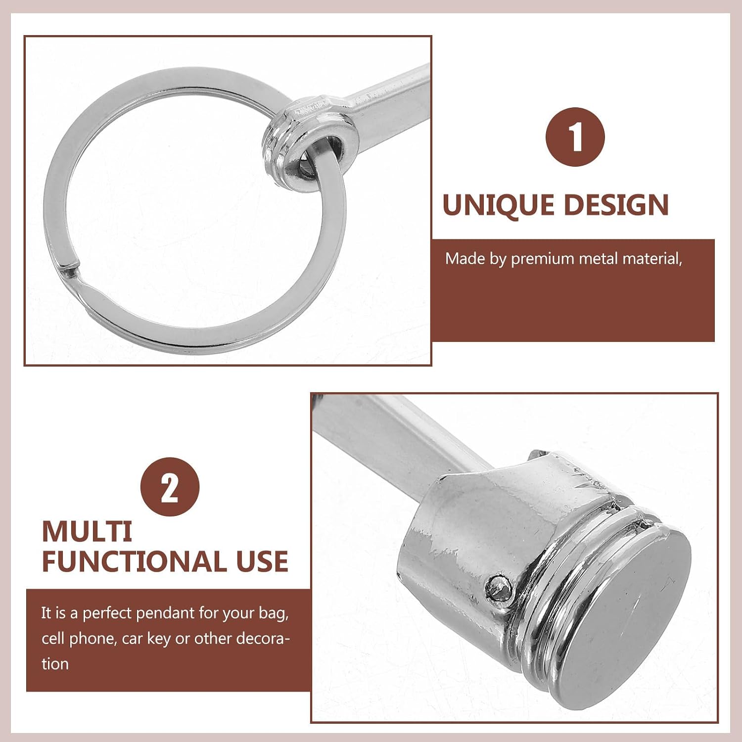 Gadpiparty Innovative Piston Metal Keychain for Car Key and Phone image 3