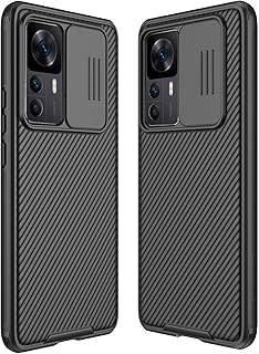WVOZWWO for Xiaomi 12T Case, Xiaomi 12T/Redmi K50 Ultra Protective Phone Case with Slide Camera Protector, TPU & PC Material, Black, Shock-Absorbent, Flip Case