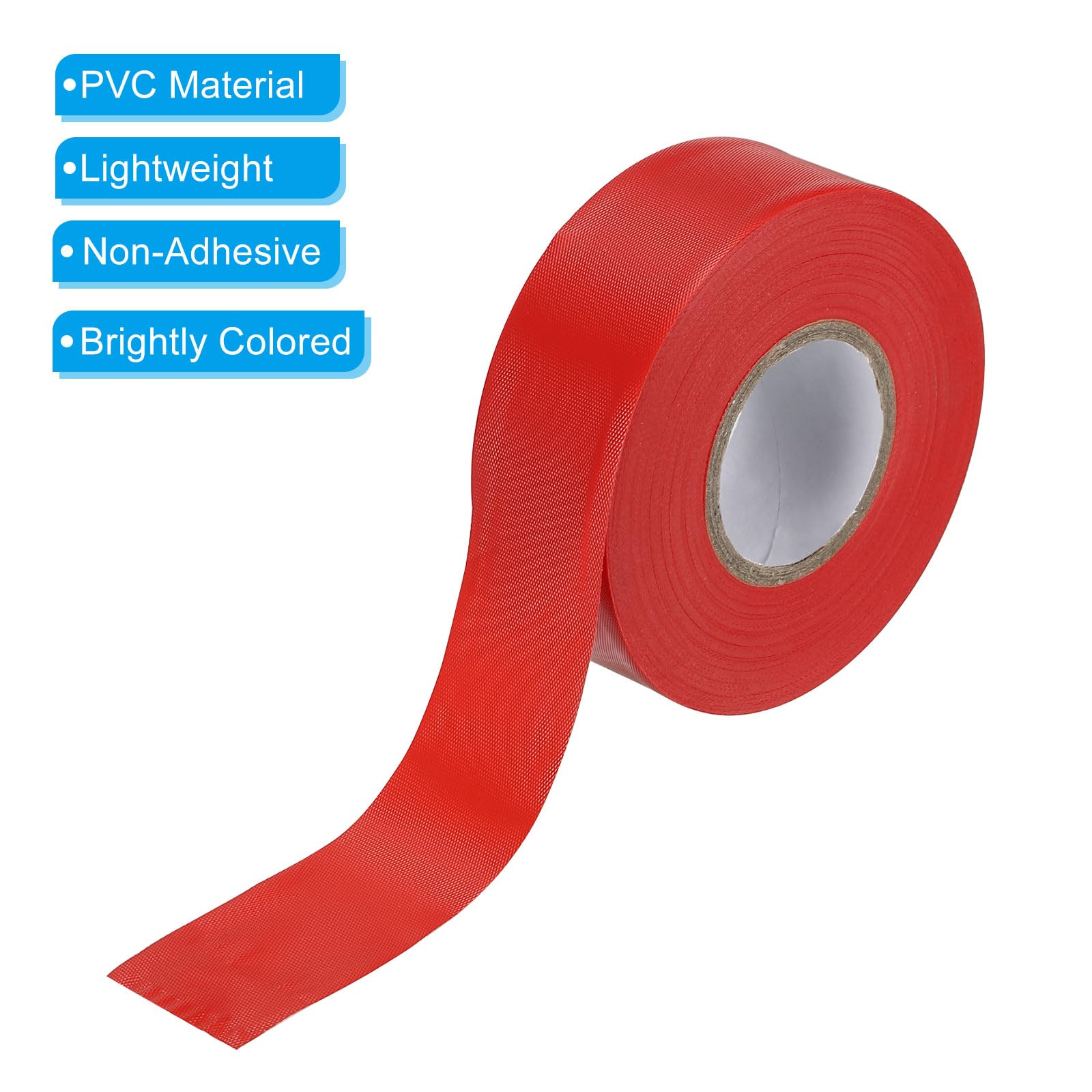 PATIKIL Nastro Segnaletico 3cm x 45m, PVC Non-adesivo Neon Marcatura Nastro Plastica per Albero Sondaggio Confini Esterni Sentiero 4pz, Rosso