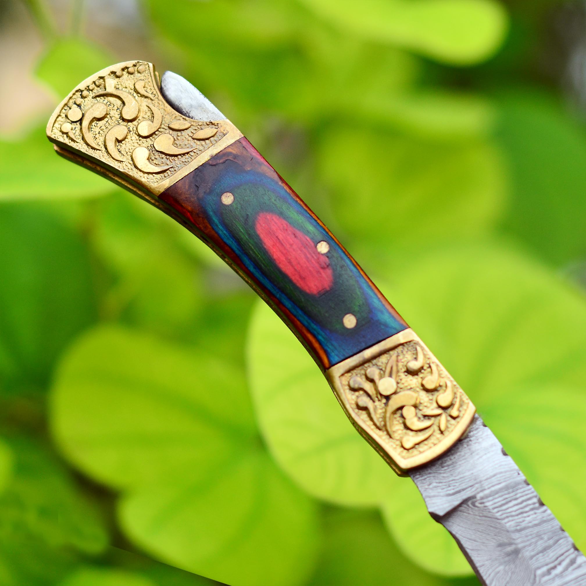 PAL 2000 KNIVES Coltello tascabile pieghevole in acciaio Damasco fatto a mano personalizzato con fodero 3151