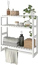 Bamworld Floating Bamboo Bathroom Shelf, 3 Tiers Multifunctional Adjustable Bathroom Organizer Space Saving Wall Mounted Shelf Used in Kitchen (Women), GA01-1-uk