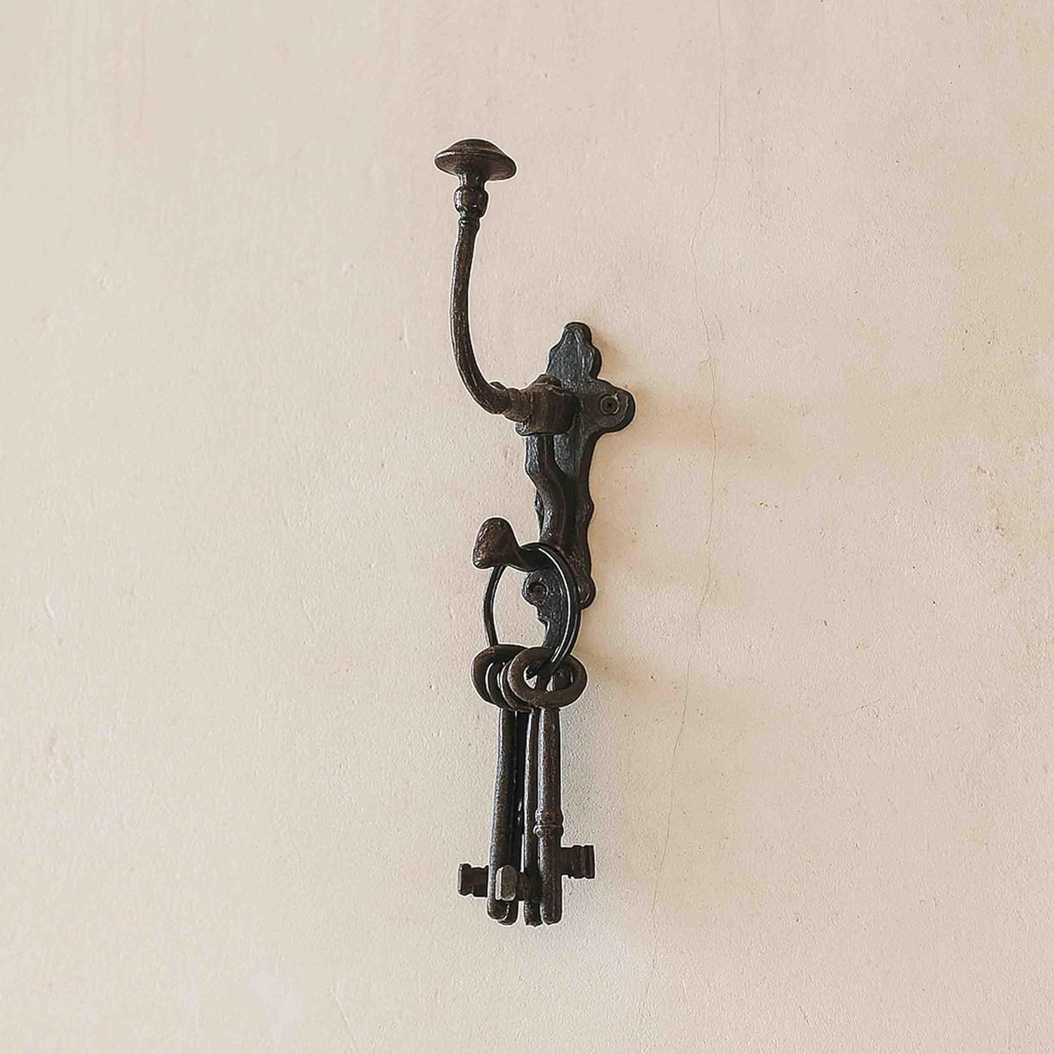 Mystic Colonial Rustic Cast Iron Wall Hooks – Heavy Duty Vintage Utility Hooks for Hanging Coats, Towels, Bags, Robes, Hats & More – Large Decorative Wall Mount Hanger, Pack of 10, Black