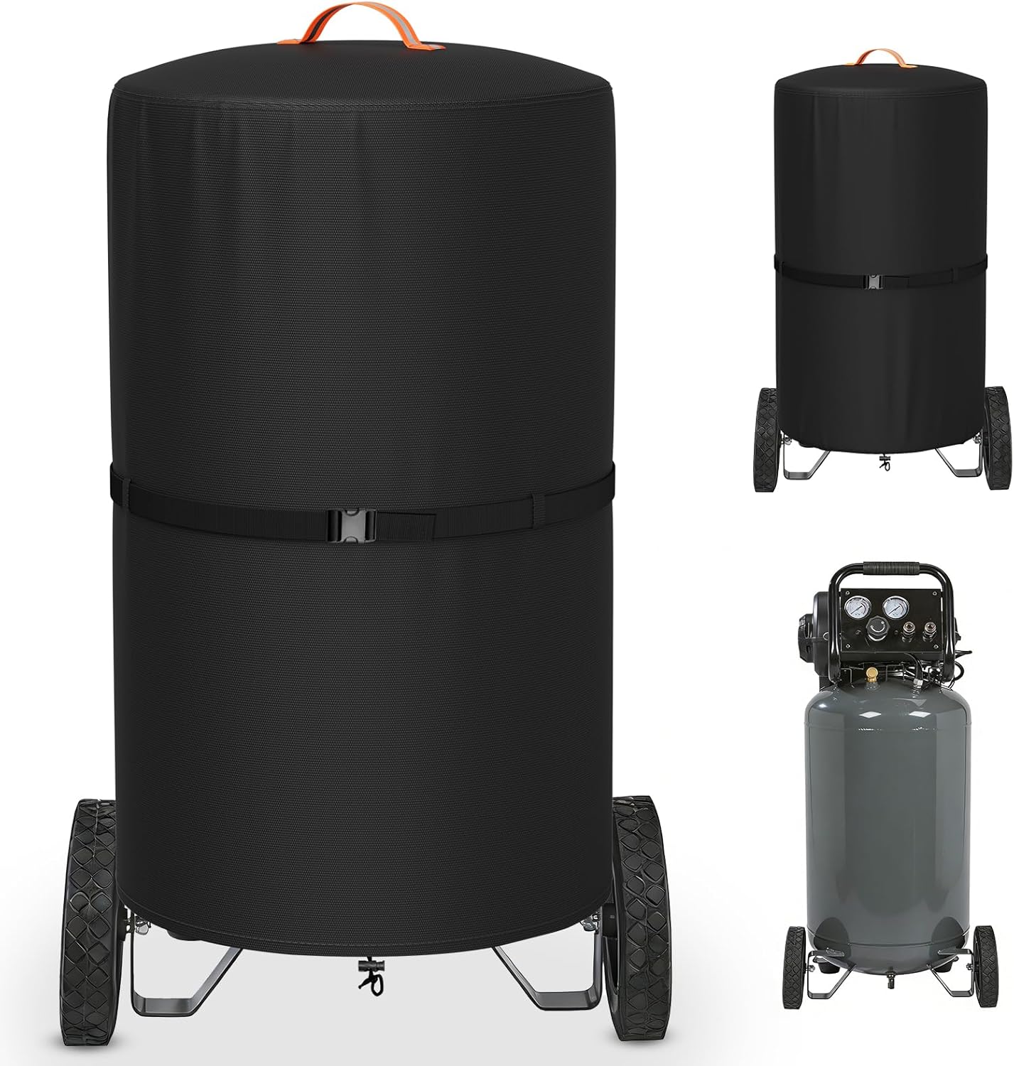 Air Compressor Cover, Heavy Duty Waterproof & Dustproof Upright Compressor Cover, Suitable for 20-30 Gallon Vertical Air Compressors, Black, 25"D x 41"H