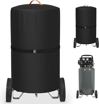 Air Compressor Cover, Heavy Duty Waterproof & Dustproof Upright Compressor Cover, Suitable for 20-30 Gallon Vertical Air Compressors, Black, 25"D x 41"H