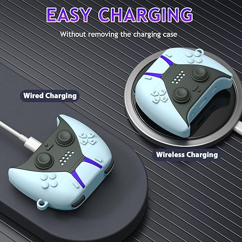 Miniatura 4 de MOFREE Funda para AirPods Pro de 2 generación con kit de limpieza, diseño de controlador de juego 3D, funda protectora de silicona suave que absorbe