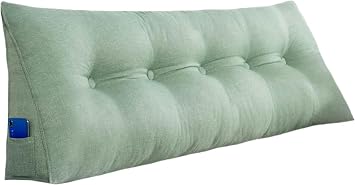 Linen Wedge Headboard Pillow,Large Bolster Triangular Headboard Reading Pillow,Solid Color Positioning Bed Rest Cushion Daybed Backrest with Removable Cover