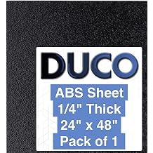 Duco ABS Plastic Sheet 1/4" 6mm Thick 24" x 48" - 1 Pack of USA-Made Textured & Matte ABS Black Sheet - Heat Moldable Plastic Panel for Home Decor, Crafts, Robotics, DIY Projects and Industrial