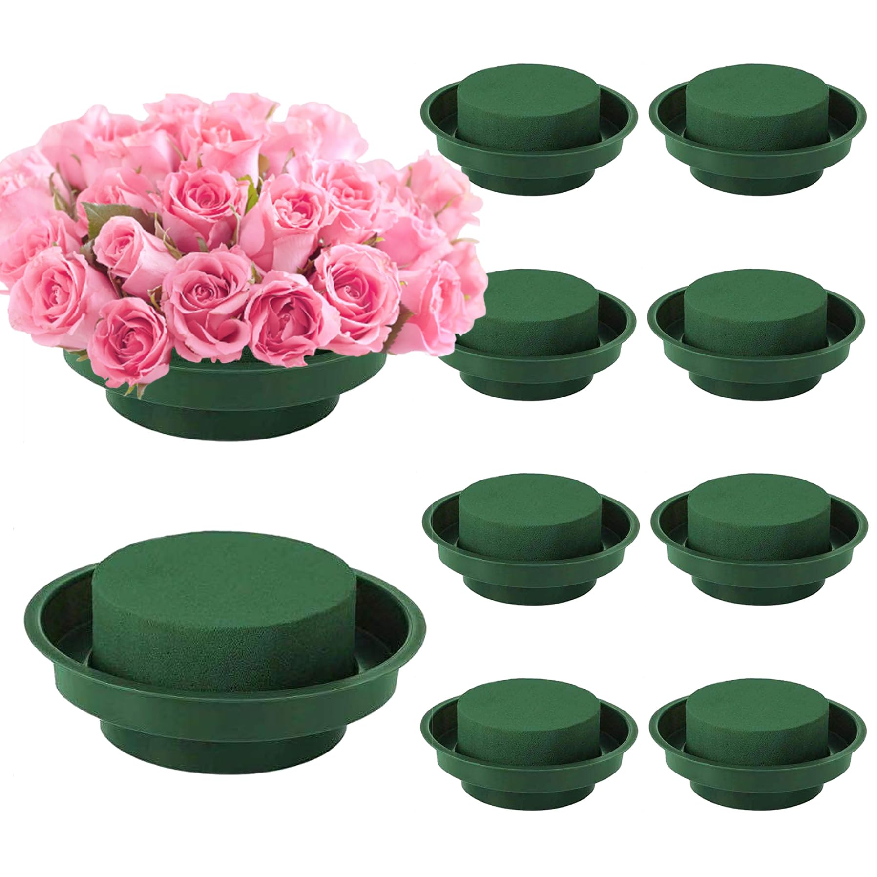 Base Mousse Florale Fleurs Artificielles Oasis Base En Mousse Florale Avec Bol 10 Pièces Kit D'arrangement De Fleurs Artificielles En Mousse De Fleuriste Séchée Ronde Verte For Décoration De Table De Mariage