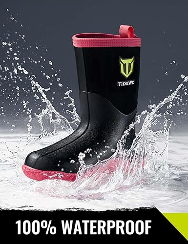 Miniatura 4 de TIDEWE Botas de goma para mujer con vástago de acero, neopreno de 0.236 pulgadas (0.236 in), impermeables, aisladas, botas de lluvia a media