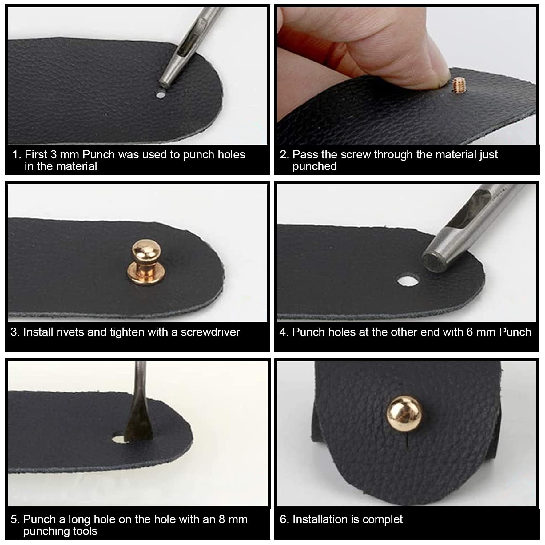 Chicago-Schrauben, massiver runder Kopf, Schlitzschrauben, Nippel, Nieten, Nagelnieten für Kleidung, Schuhe, Gürtel, Taschen, Uhrbänder, Hundehalsbänder, Heimwerker, Zubehör, 125 Sets