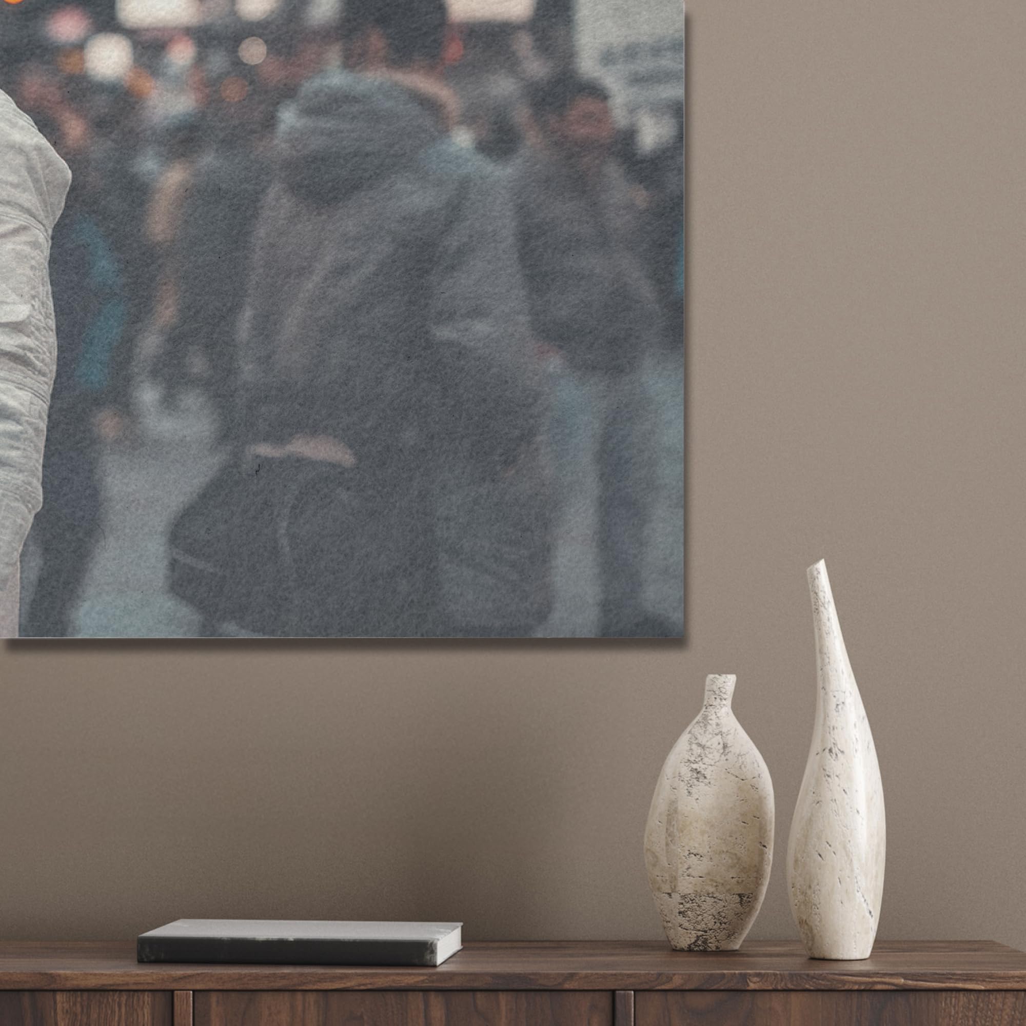 MuchoWow© Bild aus Filz Schlafzimmer Bilder Badezimmer Wand Deko Wohnzimmer | 100x70 cm - Modern Wanddeko Bilderwand Geschenk Stadt - Menschen - Astronaut - Weiß