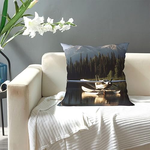 Miniatura 7 de Fundas de almohada con estampado de avión en el lago, funda de almohada de 18 x 18 pulgadas, funda de cojín cuadrada suave y duradera para cama,