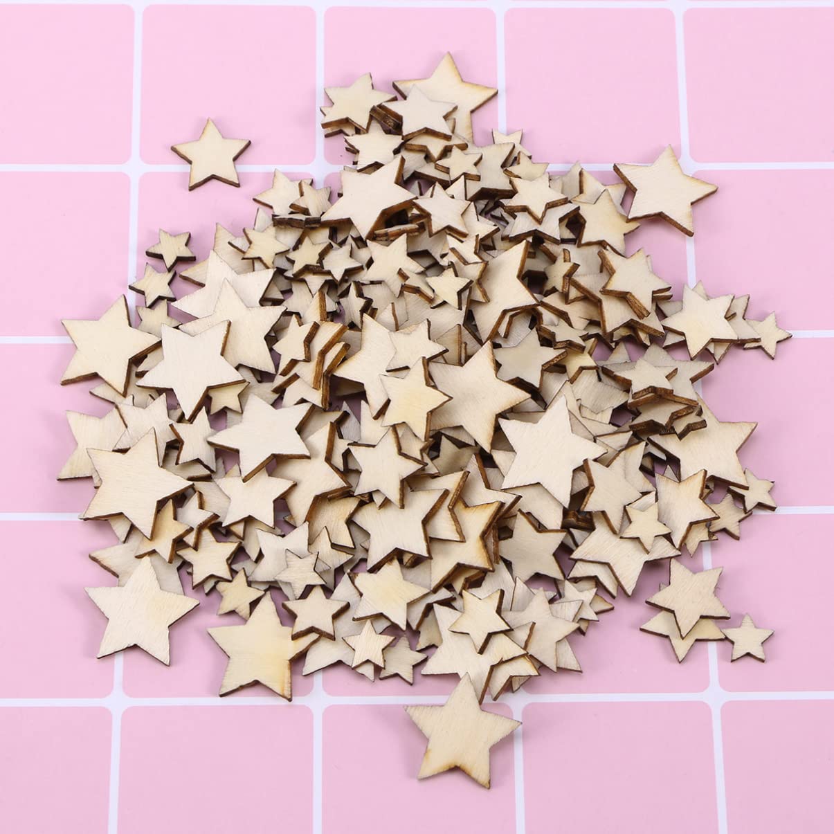 HOMSFOU Ornements Pentagramme en Bois Beige 200 Pièces et Loisirs Créatifs