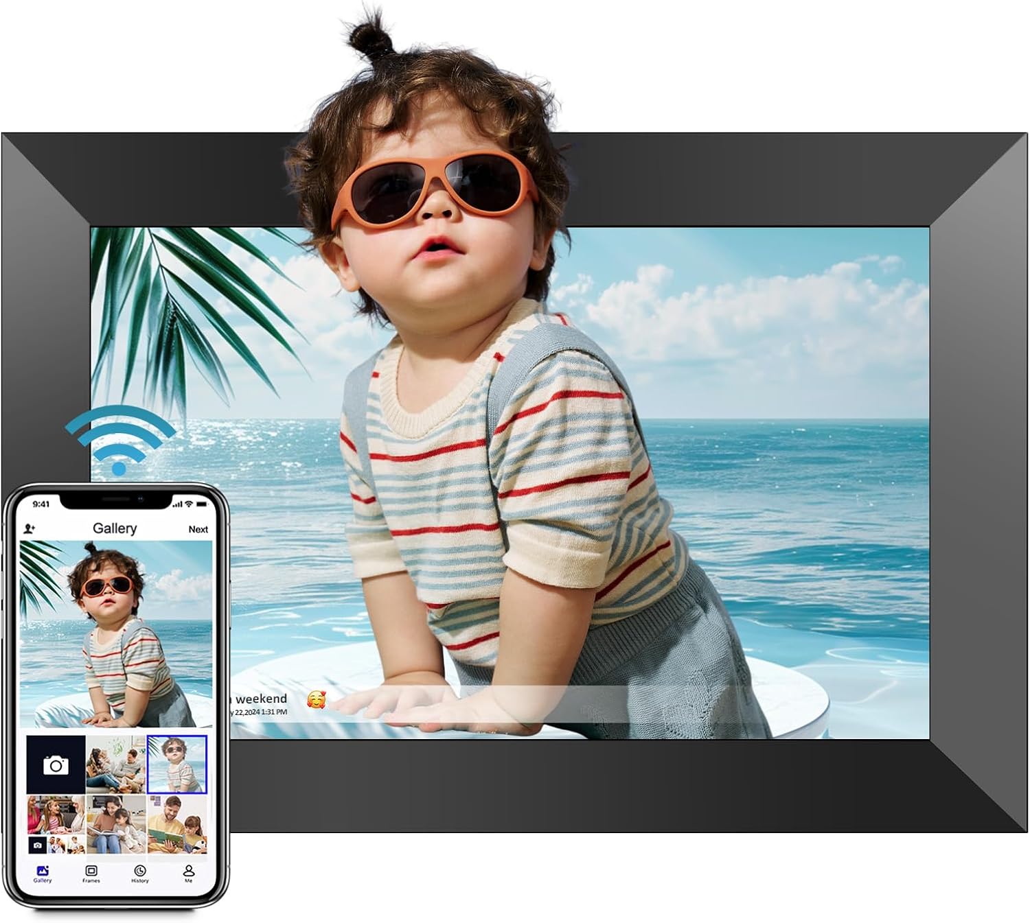 Digital Picture Frame, Uhale 10.1 inch Smart WiFi Digital Photo Frame with 1280x800 IPS Touch Screen, 32GB Memory Auto-Rotate, Photo Frame Electronic Share Photos and Videos via App
